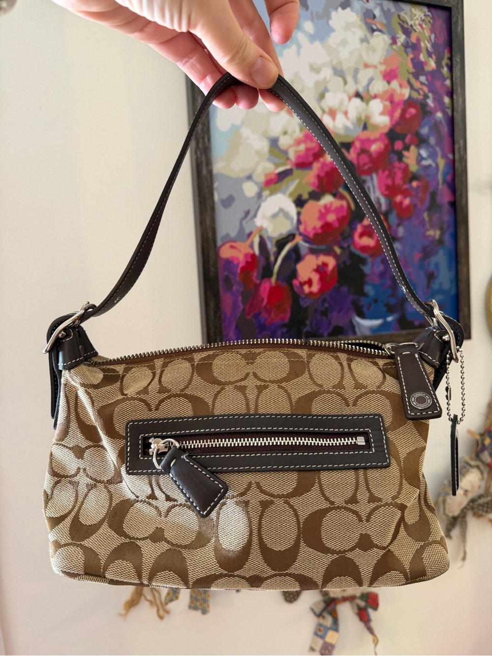 Vintage 00’s Coach Signature C Brown Canvas Demi Shoulder Bag.  Style F06044 UEC